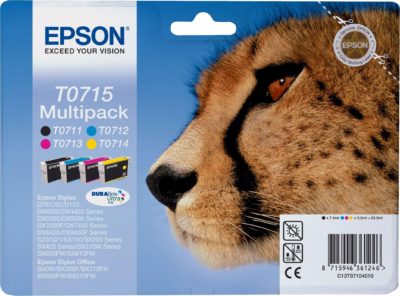 Epson T0715 Cheetah Quad Multi-pack Ink Cartridges Epson T0715 Cheetah Quad Multi-pack Ink Cartridges